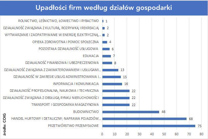 Te działy gospodarki miały najwięcej postępowań upadłościowych